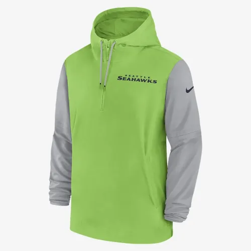 Seattle Seahawks Sideline Pre-Game Player чоловічі Nike NFL 1/2-Zip Hooded Куртка колір зелений