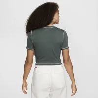 Nike Sportswear Chill Knit жіноча Slim Cropped футболка колір зелений