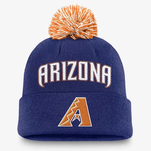 Arizona Diamondbacks Peak мужские Nike MLB Cuffed Pom Beanie синий