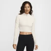 Nike Sportswear Chill Knit женская Slim Long-Sleeve Cropped Sweater 1/2-Zip Top цвет коричневый