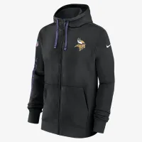 Minnesota Vikings Sideline Team Issue Club чоловічі Nike Full Zip Толстовка з капюшоном колір чорний