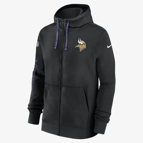 Minnesota Vikings Sideline Team Issue Club чоловічі Nike Full Zip Толстовка з капюшоном колір чорний