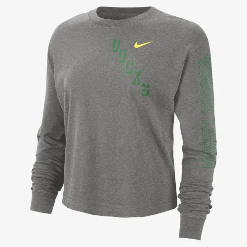 Oregon Heritage женская Nike College Boxy Crew-Neck футболка цвет серый