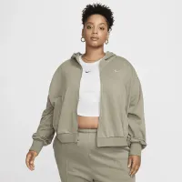 Nike Sportswear Chill Terry женская Loose Full-Zip French Terry Толстовка с капюшоном (большие размеры) цвет зеленый