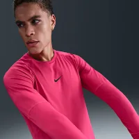 Nike Pro мужские Dri-FIT Slim Long-Sleeve Fitness Top Pink