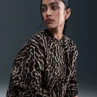 Nike Sportswear Phoenix Fleece женская оверсайз Printed Crew-Neck свитшот цвет черный