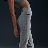 Nike One женская Dri-FIT С высокой Талией Fold-Over Pants цвет серый