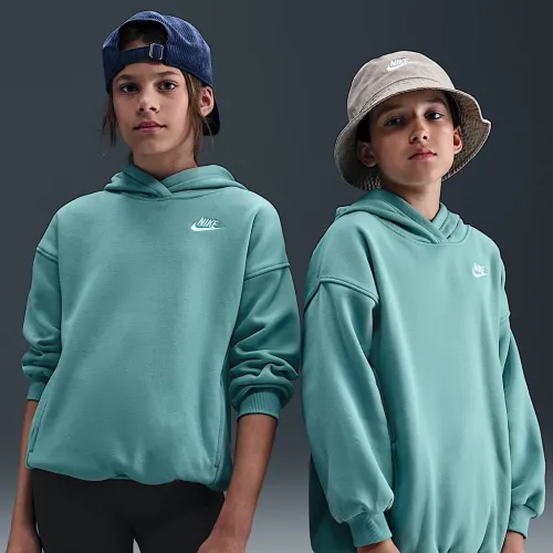 Nike Sportswear Club Fleece Big детские оверсайз Pullover Толстовка с капюшоном цвет зеленый