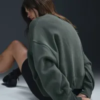 Nike Sportswear Phoenix Fleece женская Over-оверсайз Crew-Neck свитшот цвет зеленый