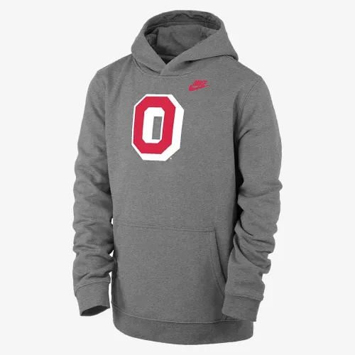 Ohio State Club Fleece Big дитячі (для хлопчиків) Nike College Pullover Толстовка з капюшоном колір сірий