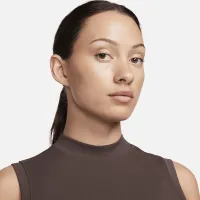 Nike One Fitted женская Dri-FIT Mock-Neck Cropped Tank Top цвет коричневый