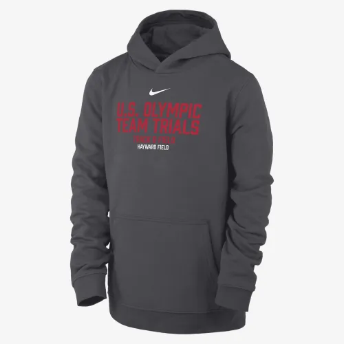 Nike Club Fleece Big детские Running Pullover Толстовка с капюшоном цвет серый