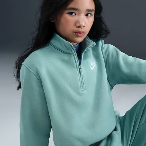 Nike Sportswear Club Fleece Big дитячі (Girls') 1/2-Zip Long-Sleeve Top колір зелений
