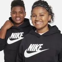 Nike Sportswear Club Fleece Big детские Толстовка с капюшоном (Extended Size) цвет черный