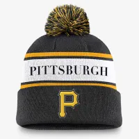 Pittsburgh Pirates Team Stripe Peak мужские Nike MLB Cuffed Pom Beanie цвет черный