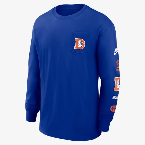 Denver Broncos Rewind Max90 Pocket мужские Nike NFL Long-Sleeve футболка синий