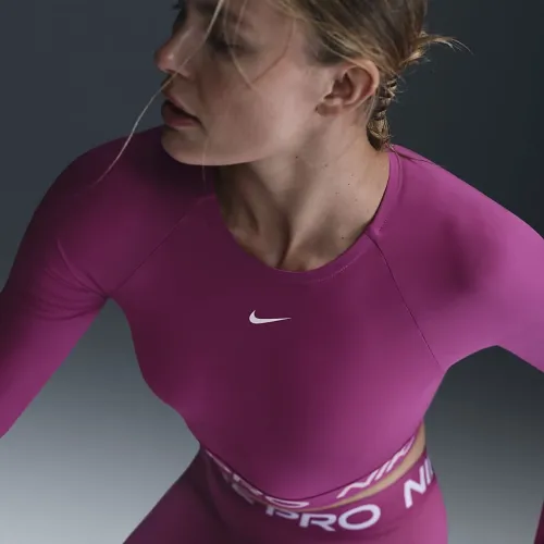 Nike Pro жіноча Dri-FIT Cropped Long-Sleeve Top колір фіолетовий