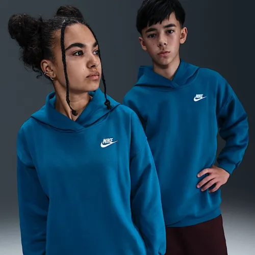 Nike Sportswear Club Fleece Big дитячі оверсайз Pullover Толстовка з капюшоном блакитний