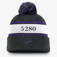 Colorado Rockies Team Stripe Peak чоловічі Nike MLB Cuffed Pom Beanie колір чорний