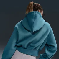 Nike Sportswear Phoenix Fleece женская Loose Cropped Full-Zip Толстовка с капюшоном синий
