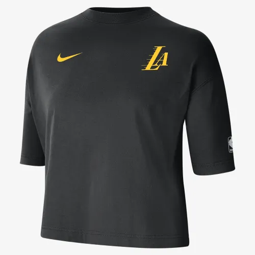 Los Angeles Lakers 2023/24 City Edition женская Nike NBA Courtside Boxy футболка цвет черный