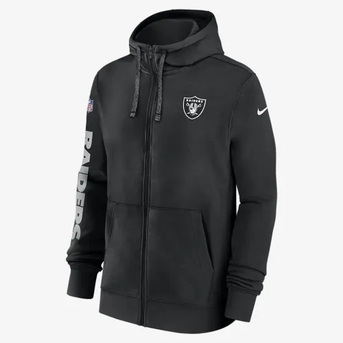 Las Vegas Raiders Sideline Team Issue Club чоловічі Nike Full Zip Толстовка з капюшоном колір чорний