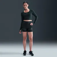 Nike Pro жіноча Dri-FIT Cropped Long-Sleeve Top колір зелений