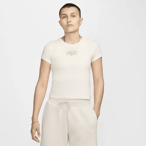 Nike Sportswear Chill Knit жіноча Cropped футболка колір коричневий