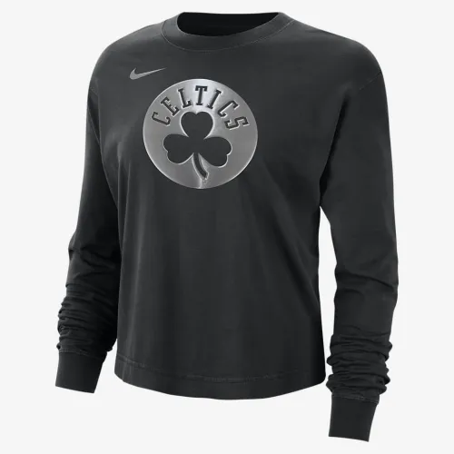 Boston Celtics Courtside жіноча Nike NBA Shine Boxy Long-Sleeve футболка колір чорний