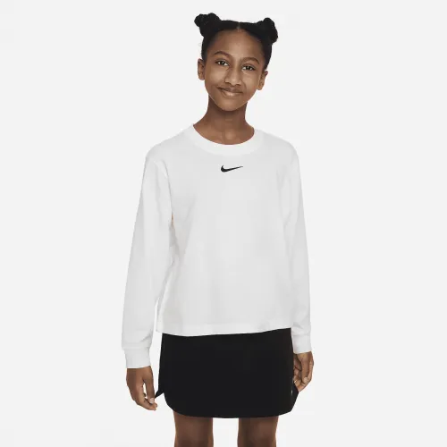 Nike Sportswear Essential Big дитячі (Girls') Long-Sleeve футболка колір білий