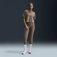 Nike One Relaxed женская Dri-FIT Cropped Short-Sleeve Top цвет коричневый