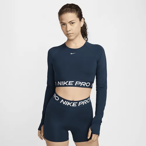 Nike Pro жіноча Dri-FIT Cropped Long-Sleeve Top блакитний