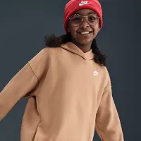 Nike Sportswear Club Fleece Big дитячі оверсайз Pullover Толстовка з капюшоном колір коричневий