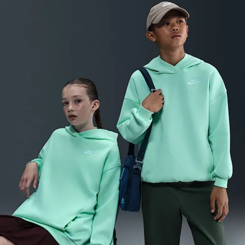 Nike Sportswear Club Fleece Big дитячі оверсайз Pullover Толстовка з капюшоном колір зелений