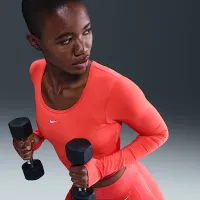 Nike Pro жіноча Dri-FIT Cropped Long-Sleeve Top колір червоний