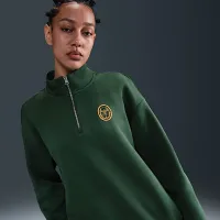 Nike Sportswear Phoenix Fleece женская оверсайз 1/4-Zip Long свитшот цвет зеленый
