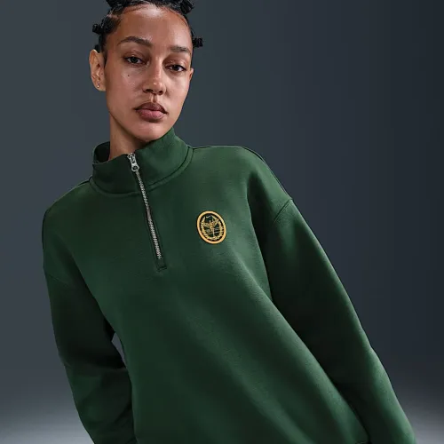 Nike Sportswear Phoenix Fleece женская оверсайз 1/4-Zip Long свитшот цвет зеленый