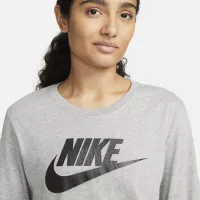 Nike Sportswear Essentials женская Long-Sleeve Logo футболка цвет серый