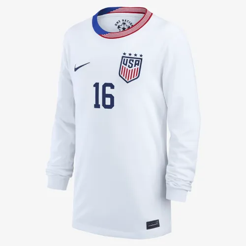 Rose Lavelle USWNT 2024 Stadium Home Big детские Nike Dri-FIT Long-Sleeve Soccer Jersey цвет белый
