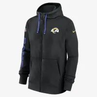 Los Angeles Rams Sideline Team Issue Club чоловічі Nike Full Zip Толстовка з капюшоном колір чорний