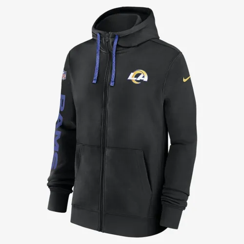 Los Angeles Rams Sideline Team Issue Club чоловічі Nike Full Zip Толстовка з капюшоном колір чорний
