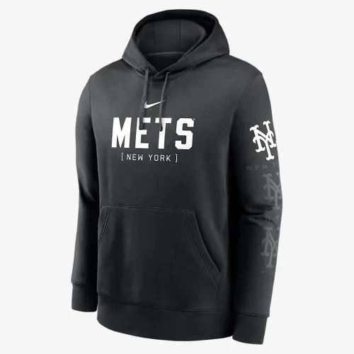New York Mets Fashion Club мужские Nike MLB Pullover Толстовка с капюшоном цвет черный
