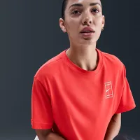 Nike Slam жіноча Dri-FIT Short-Sleeve Cropped Tennis футболка колір червоний