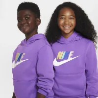 Nike Sportswear Club Fleece Big детские Толстовка с капюшоном цвет фиолетовый