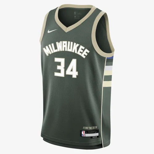Giannis Antetokounmpo Milwaukee Bucks 2023/24 Icon Edition Big детские Nike NBA Swingman Jersey цвет зеленый