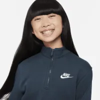 Nike Sportswear Club Fleece Big дитячі (Girls') 1/2-Zip Long-Sleeve Top колір зелений