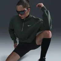 Nike Sportswear Phoenix Fleece женская 1/2-Zip Cropped свитшот цвет зеленый