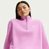 Nike Sportswear Phoenix Fleece женская оверсайз 1/4-Zip Long свитшот цвет фиолетовый