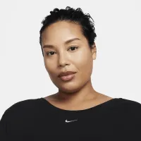 Nike Sportswear Chill Knit Women's Tight Scoop-Back Long-Sleeve Mini-Rib Top (Plus Size) Black
