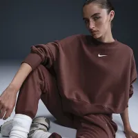 Nike Sportswear Phoenix Fleece женская Over-оверсайз Crew-Neck свитшот цвет коричневый